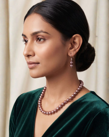 Elegant Rose  Gold Pearl  Jewelry Set