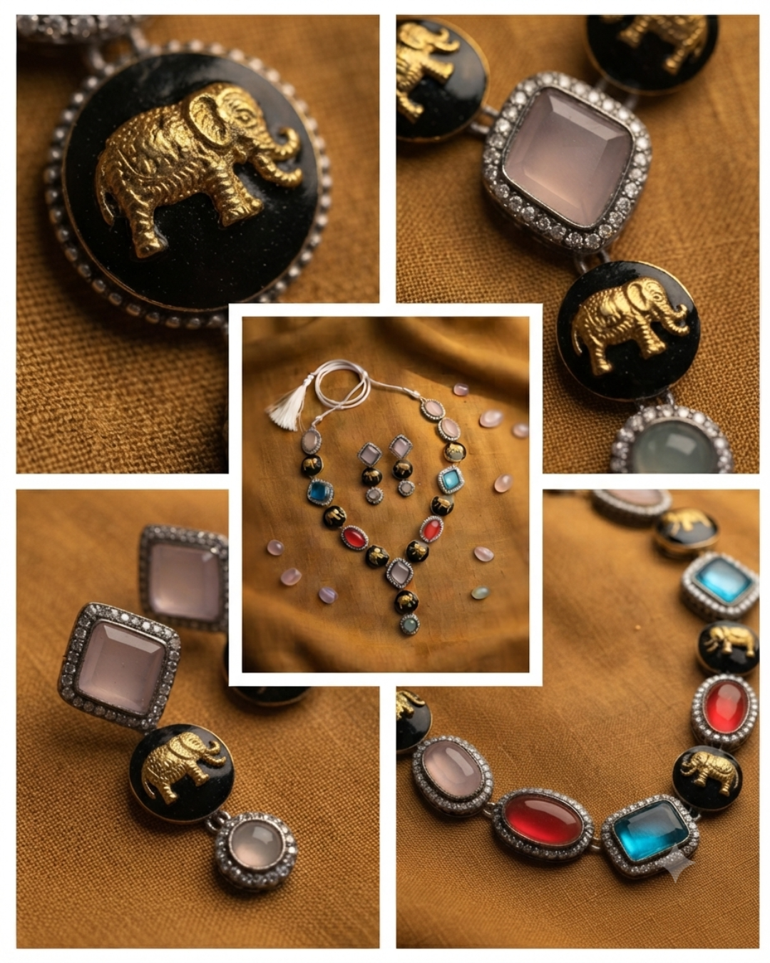 Sabyasachi Inspired Multicolor Gemstone Statement Necklace Set