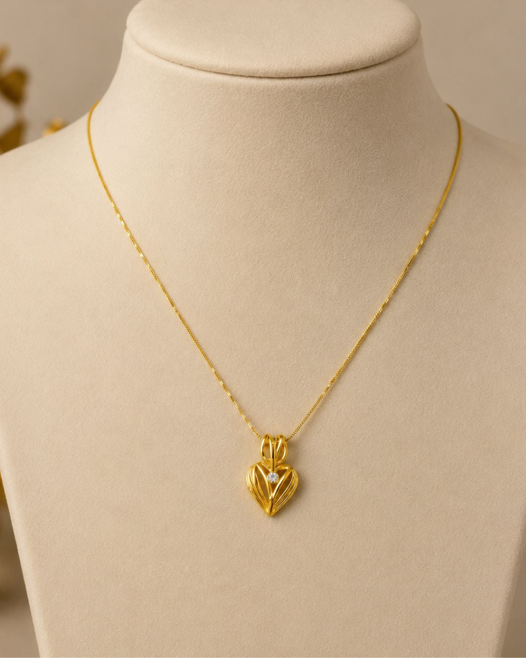 Gold-Plated Heart  Charm Pendant  Necklace