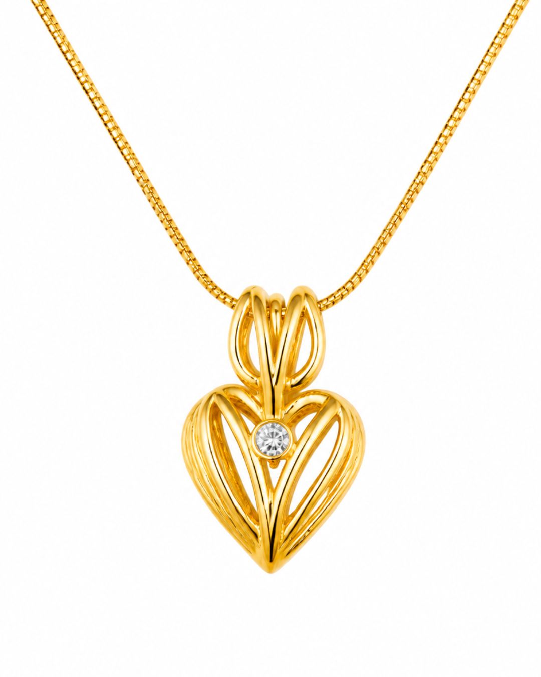 Gold-Plated Heart  Charm Pendant  Necklace