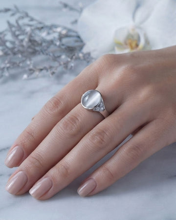 Silver-Plated Pearl Statement Ring