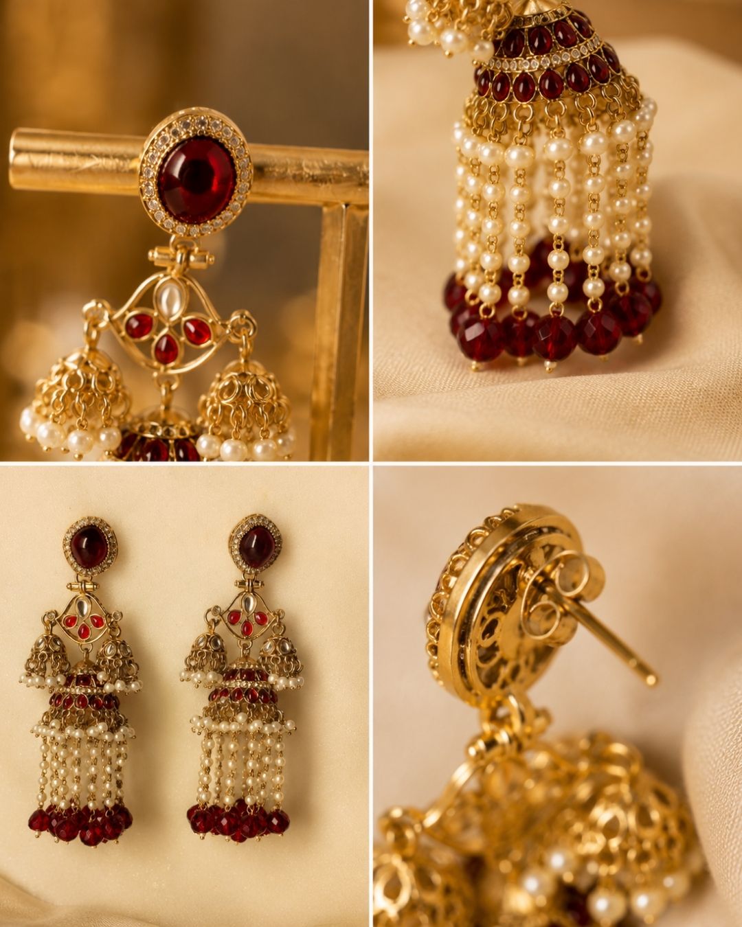 Royal maroon Pearl Drop Jhumka