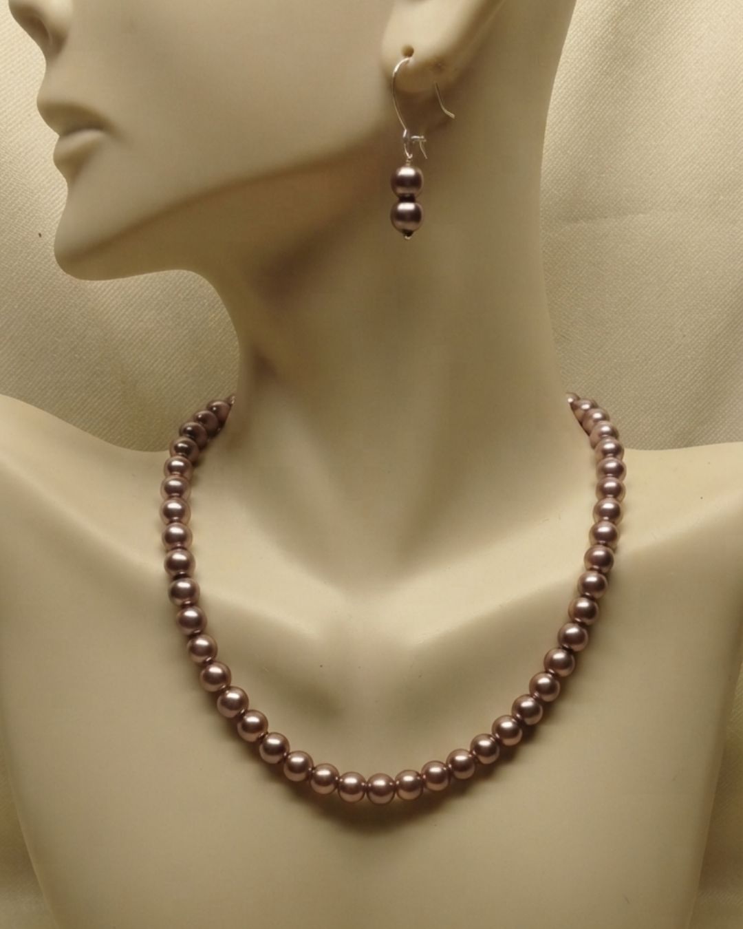 Elegant Rose  Gold Pearl  Jewelry Set