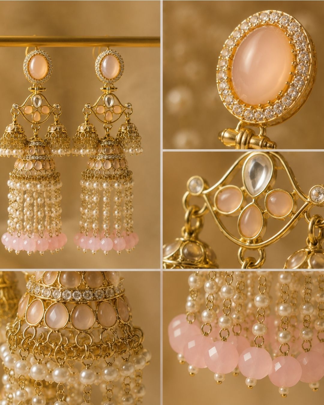 Royal pink Pearl Drop Jhumka