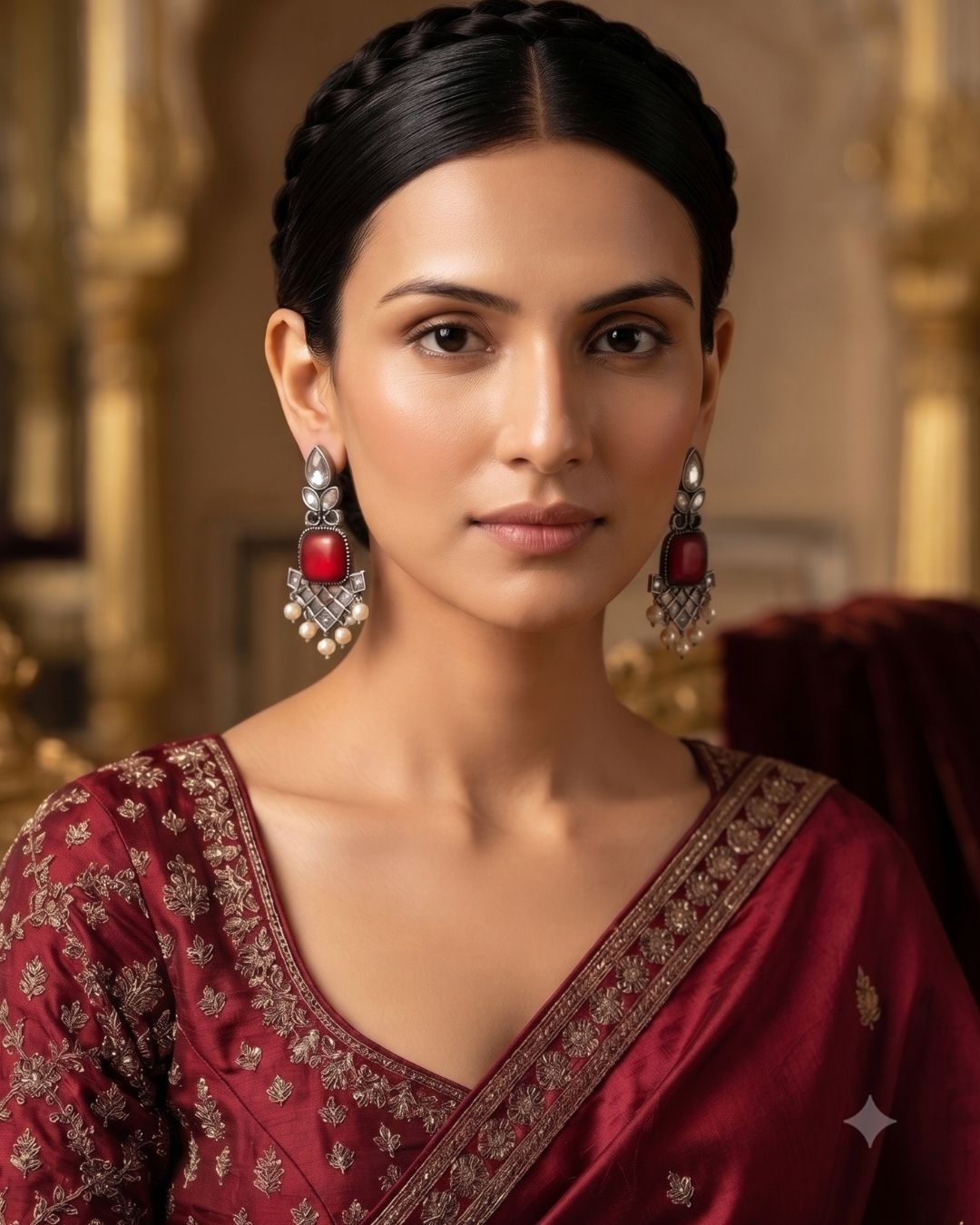 Ruby Noor Oxidized Silver & Pearl Statement Earrings