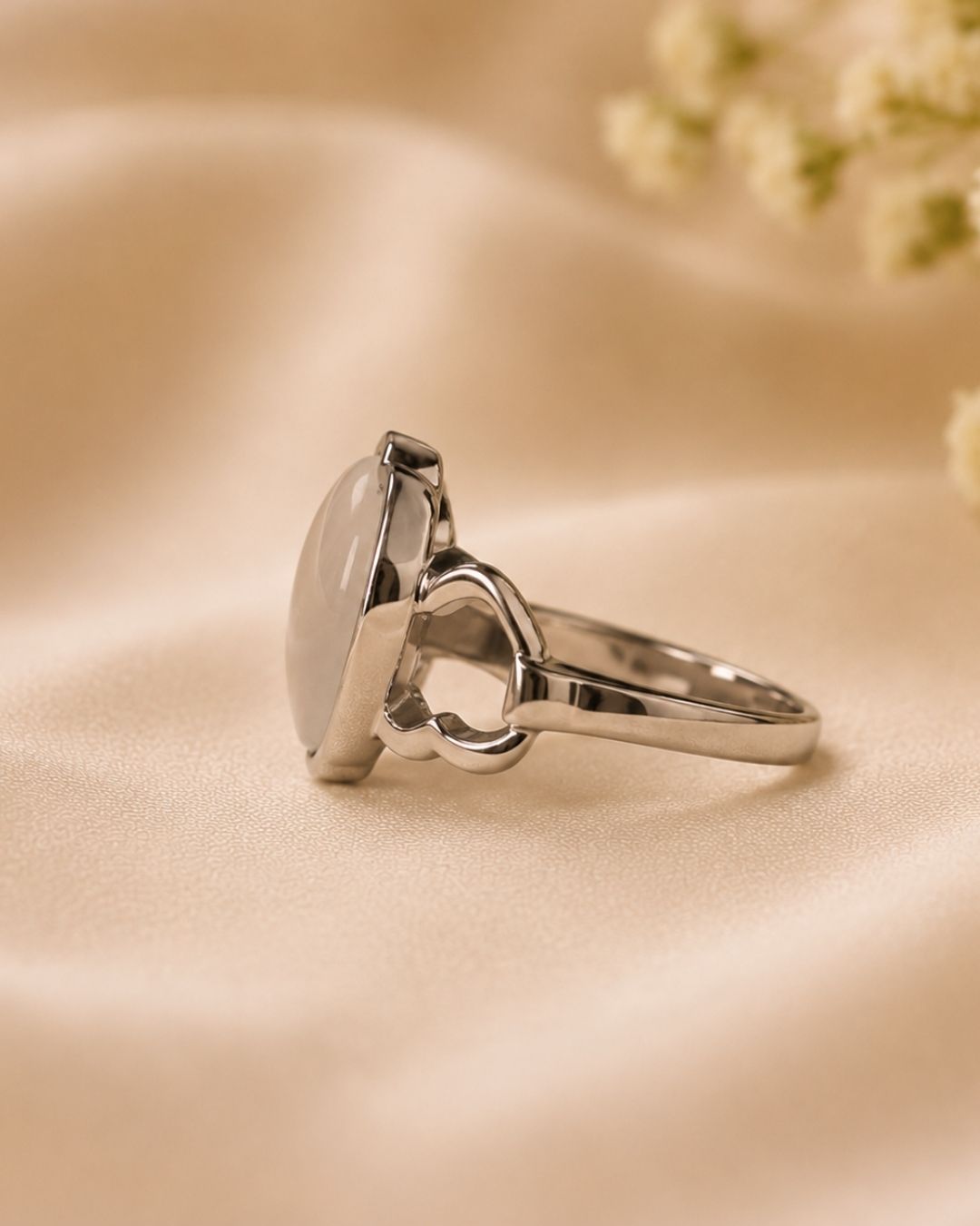 Silver-Plated Heart Stone Statement Ring