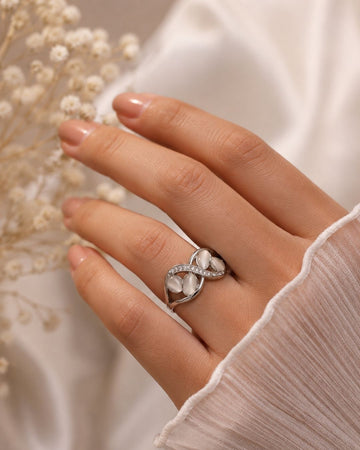 Silver-Plated Infinity Heart Statement Ring