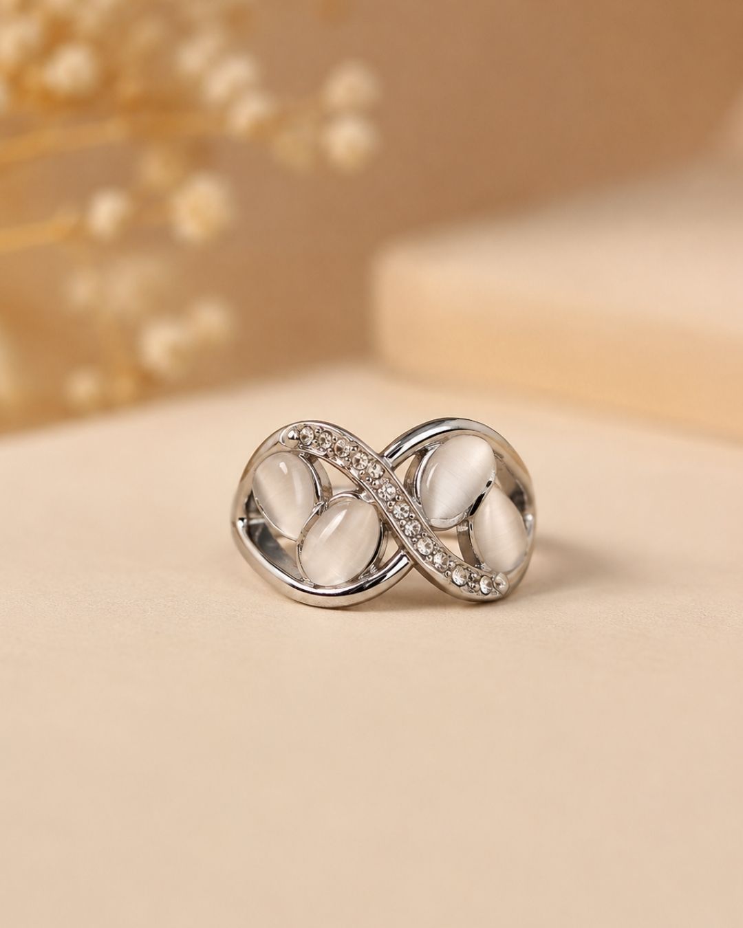Silver-Plated Infinity Heart Statement Ring
