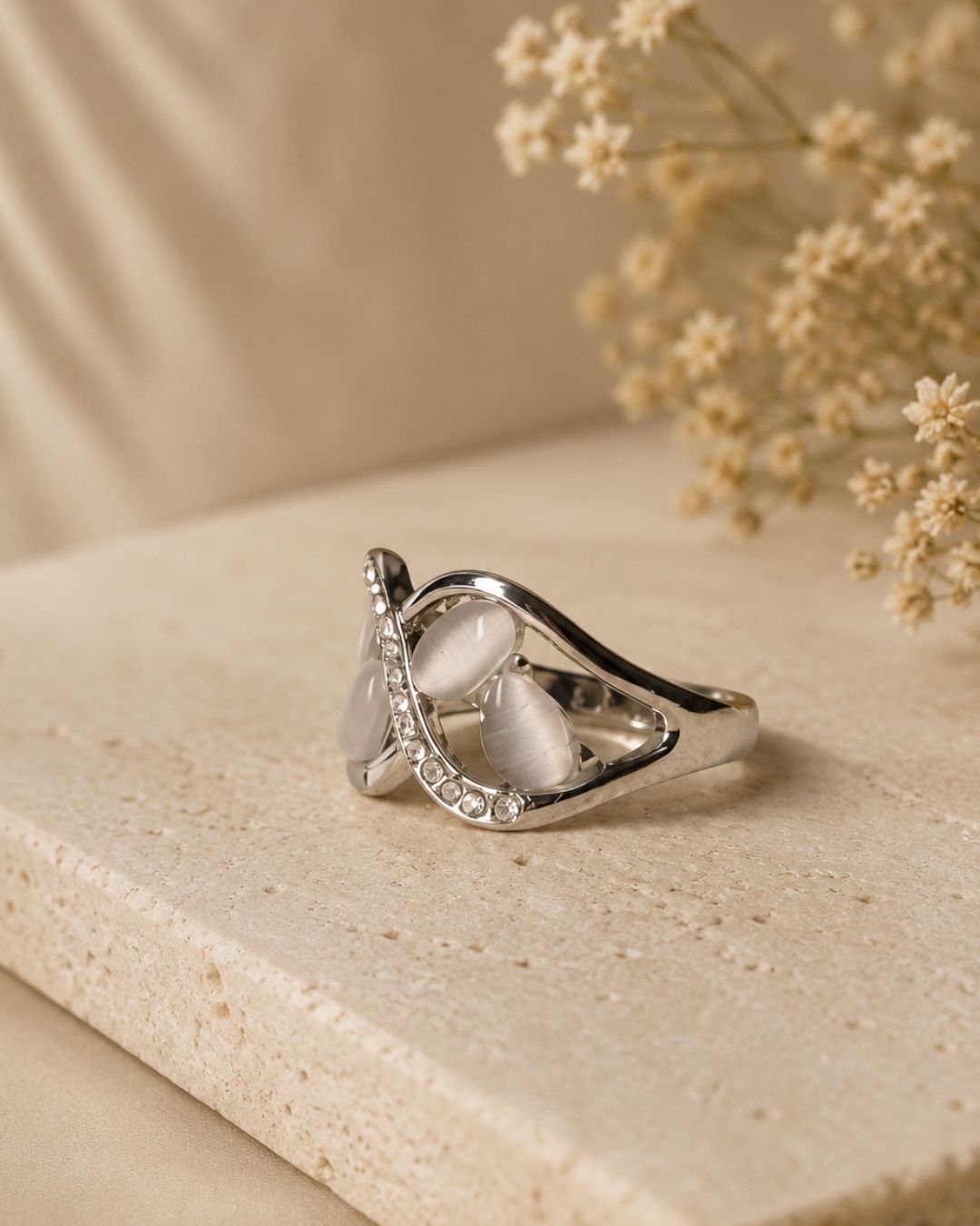 Silver-Plated Infinity Heart Statement Ring