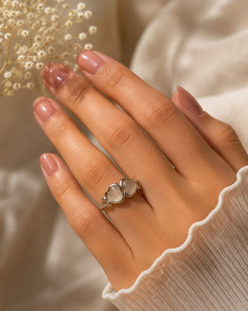 Silver-Plated Butterfly Pearl Statement Ring