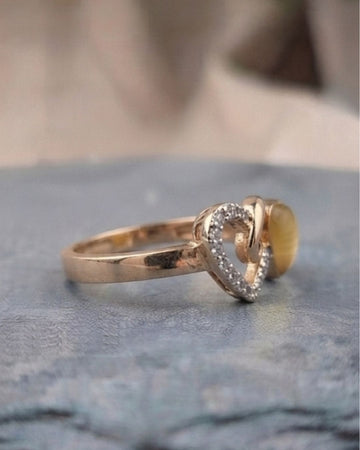 Golden Heart Charm Statement Ring