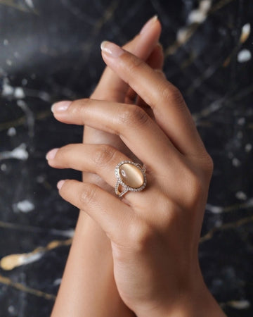 Luna Halo Cat Eye Ring