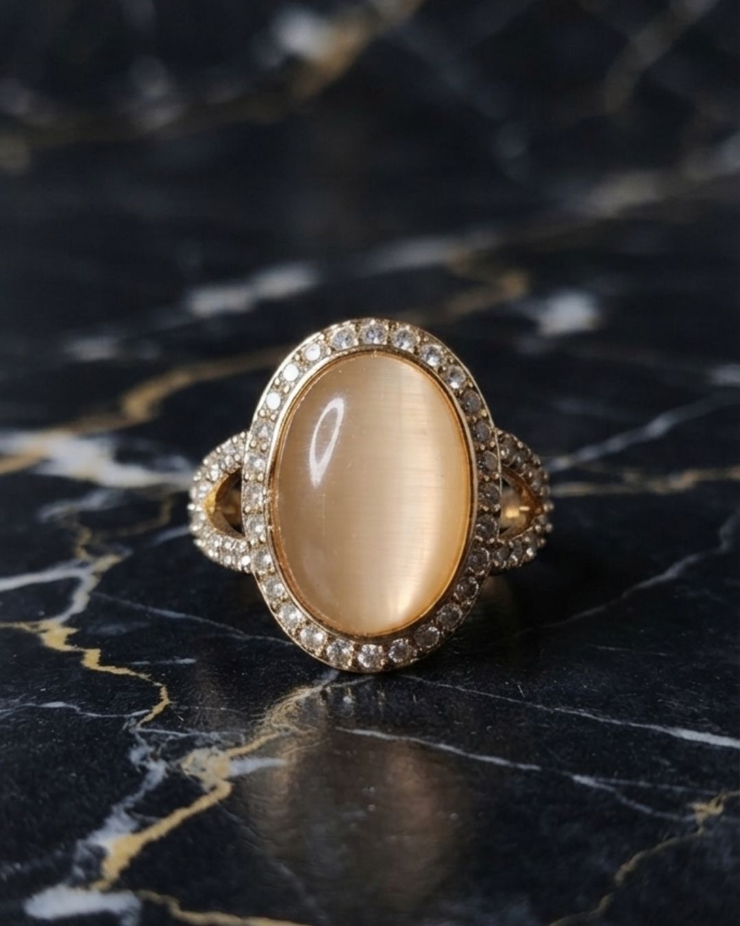 Luna Halo Cat Eye Ring