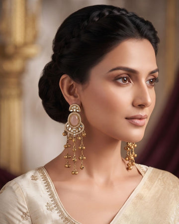 Ivory White & pink Chandelier Earrings