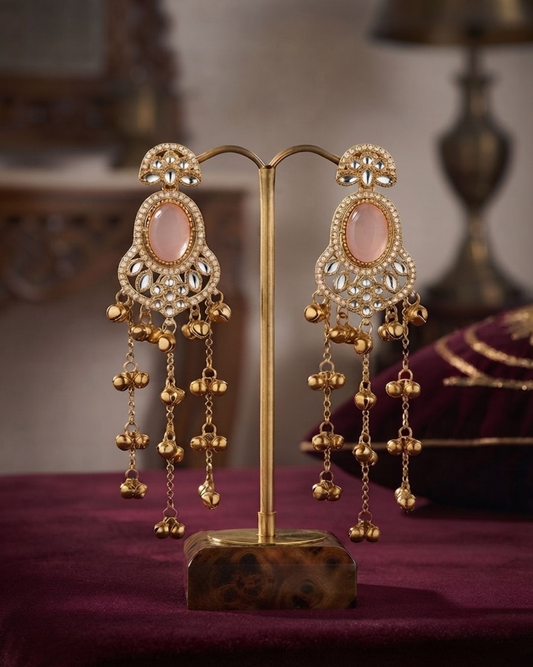 Ivory White & pink Chandelier Earrings