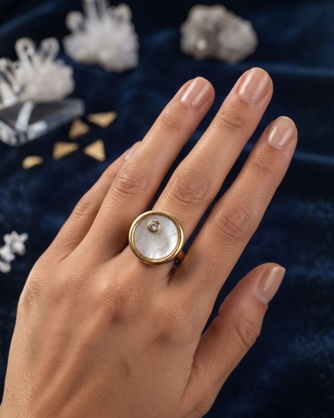 Classic Gold Mother of Pearl Statement Ring