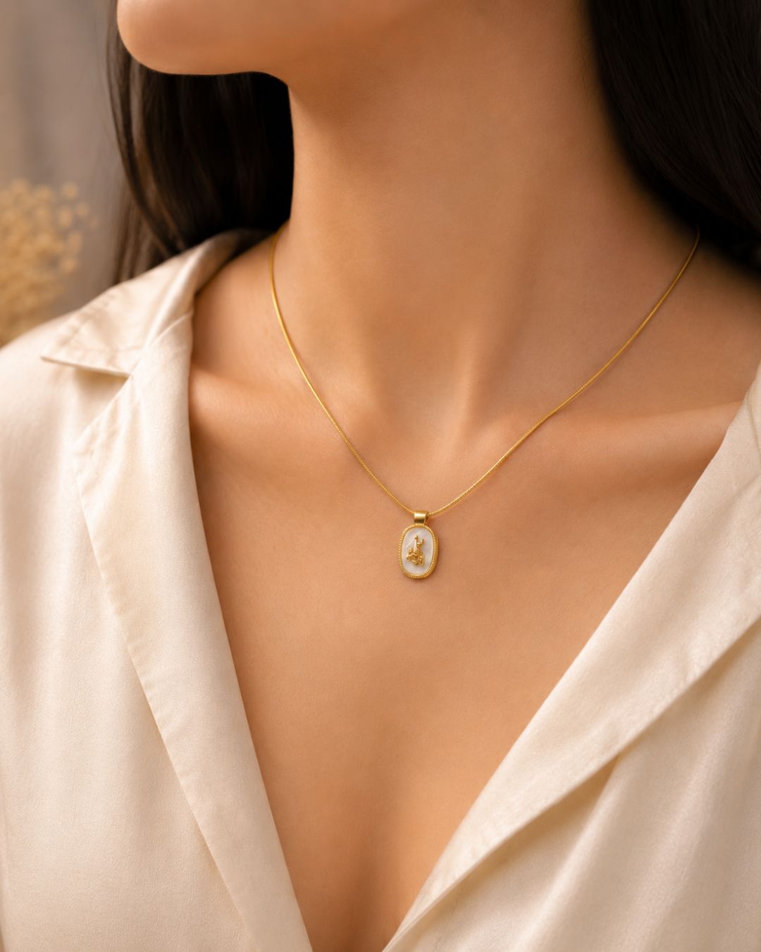 Gold-Plated Butterfly Pearl Pendant Necklace