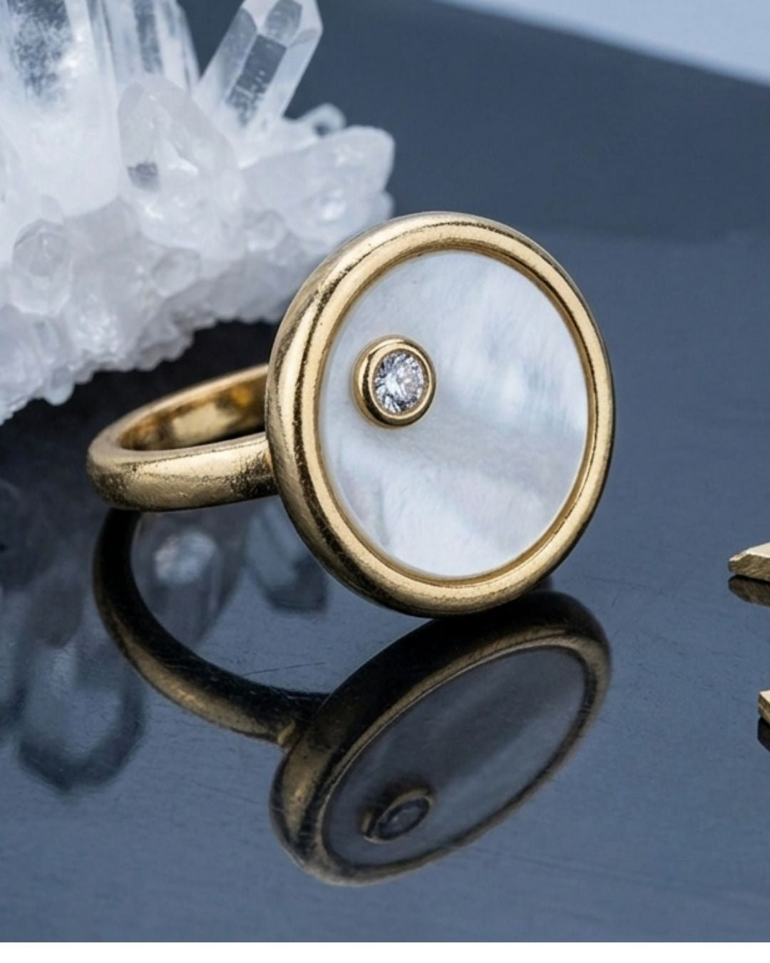 Classic Gold Mother of Pearl Statement Ring