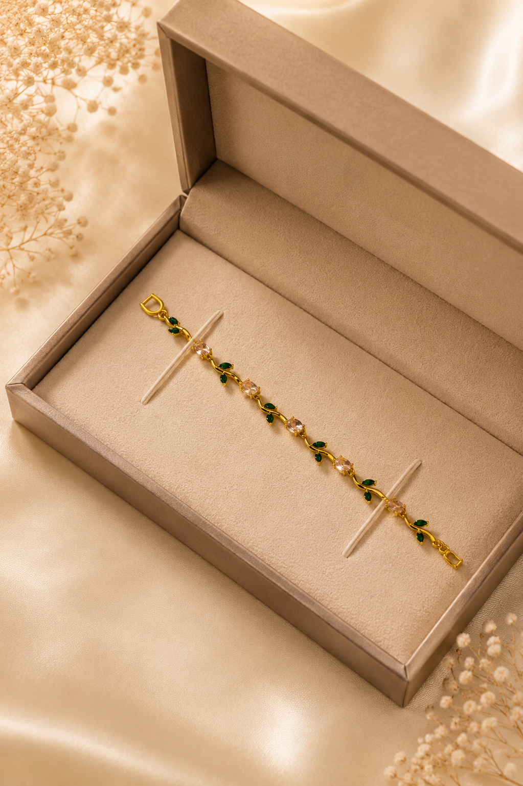 Gold-Plated Amber Crystal Beaded Bracelet