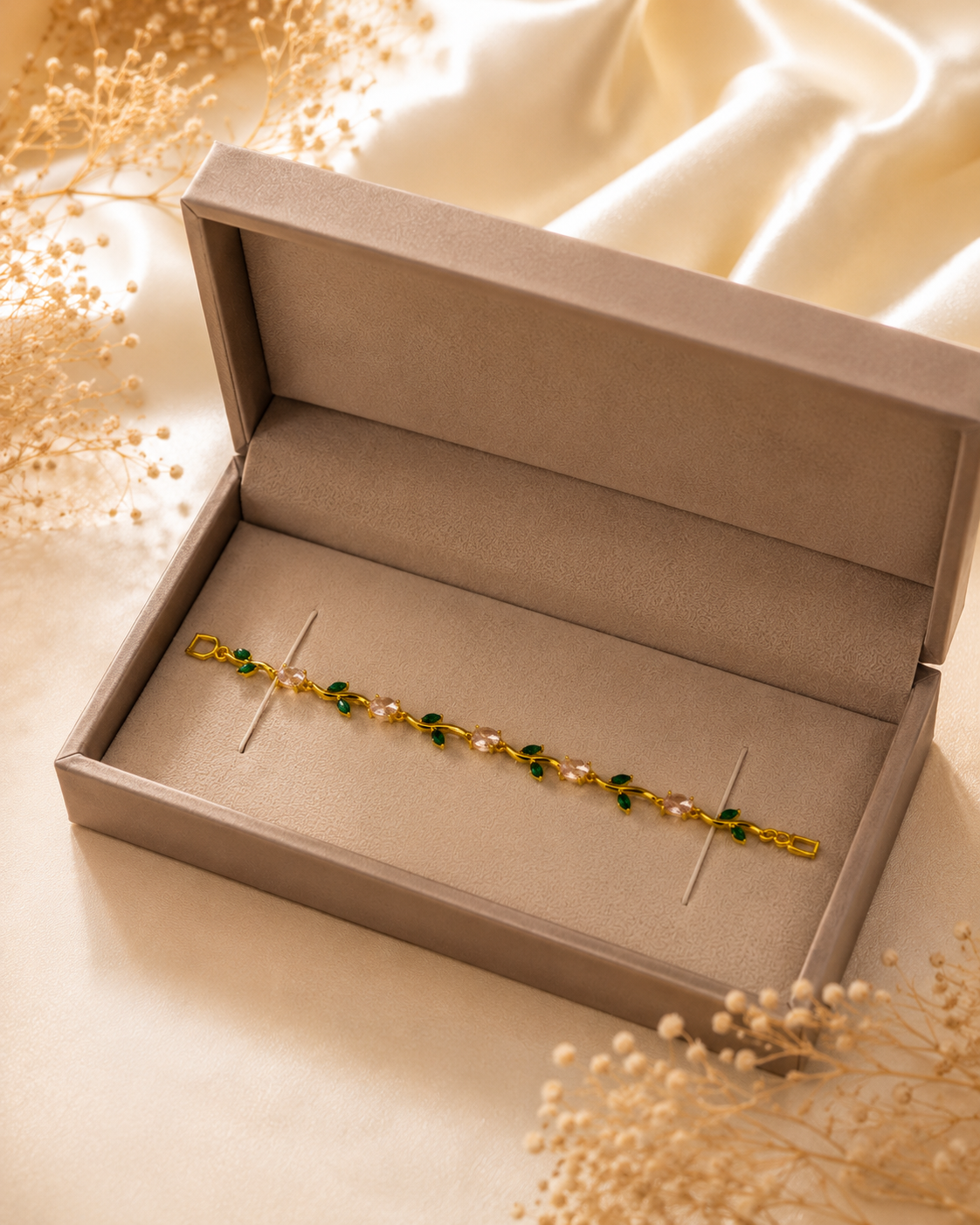 Gold-Plated Amber Crystal Beaded Bracelet