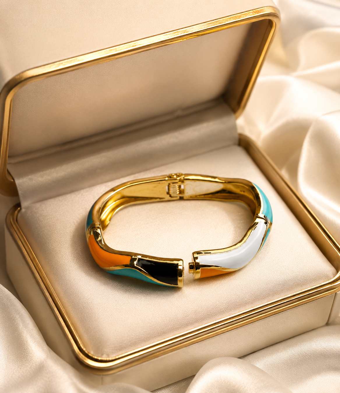 Gold-Plated Turquoise Enamel Cuff Bracelet
