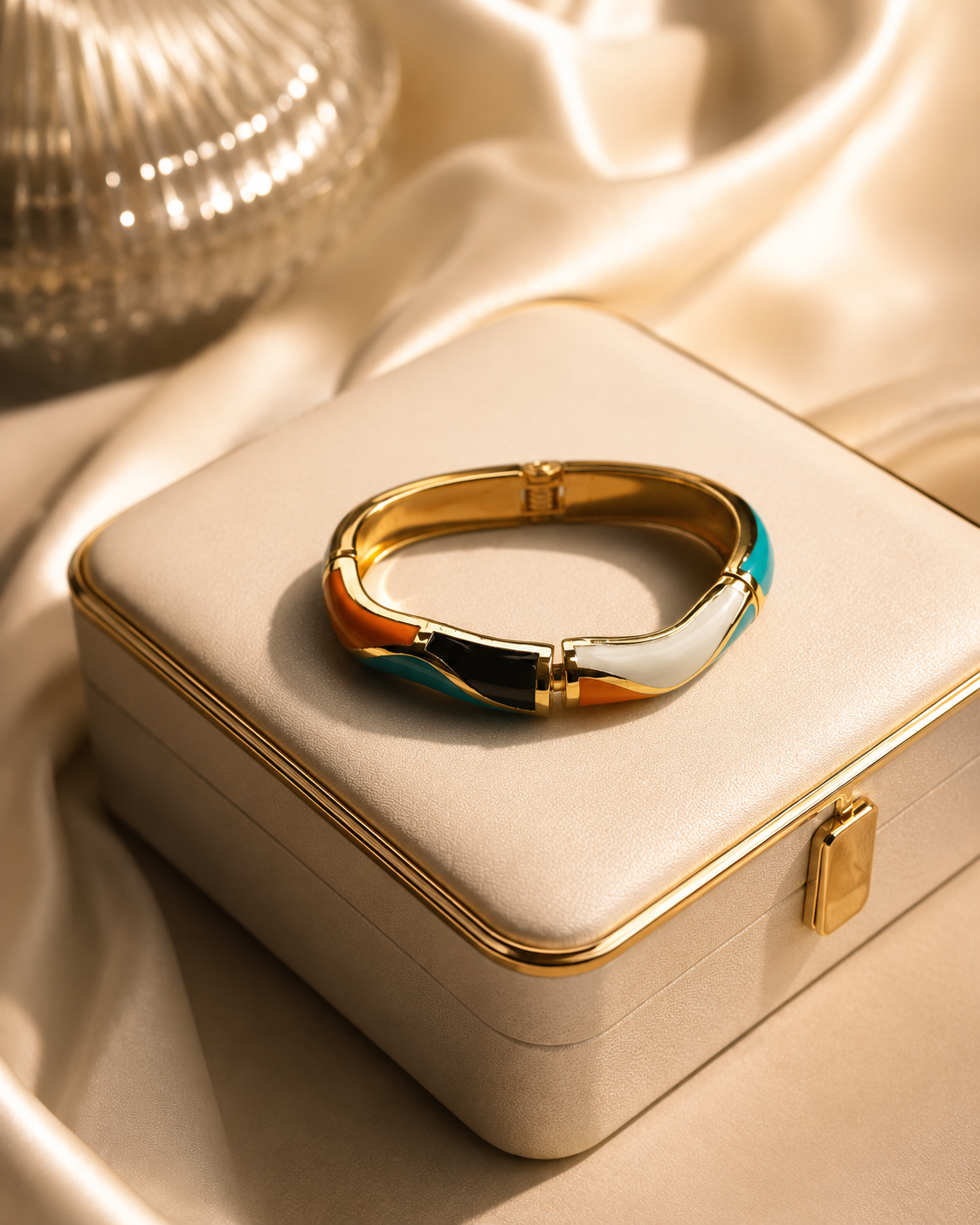 Gold-Plated Turquoise Enamel Cuff Bracelet